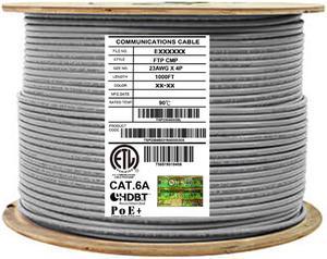 Infinity Cable Cat6 Shielded Solid Plenum FTP 100% Pure Copper, 1000Ft. Bulk Cable Reel, Blue