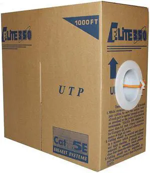 Elite Cat5e Stranded (CM), 1000ft, 350MHz, 24AWG, U/UTP, Bare Copper, UL Certified, Pull Box, Bulk Ethernet Cable, Orange