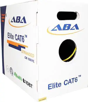 Elite Cat6 Stranded (CM), 1000ft, 550MHz, 24AWG, U/UTP, Bare Copper, UL Certified, Bulk Ethernet Cable, White