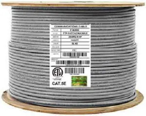 Elite Cat5e Shielded Stranded (CM), 1000ft, 350MHz, 26AWG, F/UTP, Bare Copper, UL Certified, Bulk Ethernet Cable Reel, Gray