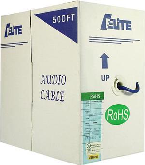 Elite Audio Cable, 500ft, 14AWG, 4 Conductor, 100% Bare Copper, PVC Jacket, UL Certified, Bulk Cable, Blue