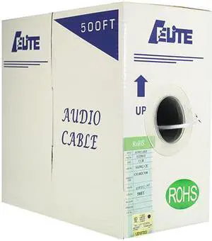 Elite Audio Cable, 500ft, 14AWG, 2 Conductor, 100% Bare Copper, PVC Jacket, UL Certified, Bulk Cable, Blue