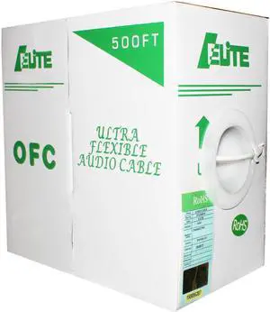 Elite Audio Cable, 500ft, 14AWG, 4 Conductor, Oxygen-Free 100% Bare Copper, PVC Jacket, UL Certified, Bulk Cable, Blue