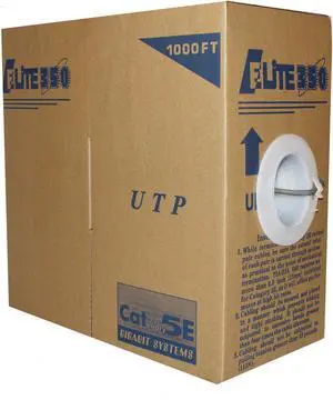 Elite Cat5e Stranded (CM), 1000ft, 350MHz, 24AWG, U/UTP, Bare Copper, UL Certified, Pull Box, Bulk Ethernet Cable, Gray