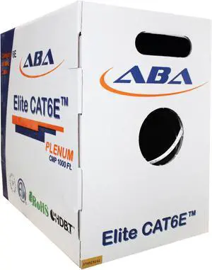 Elite Cat6e Plenum (CMP), 1000ft, 600MHz, 23AWG, U/UTP, Solid Pure Copper, UL Certified, Easy to Pull (Reelex II) Box, Bulk Ethernet Cable, White
