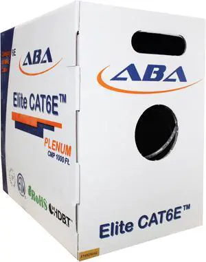 Elite Cat6e Plenum (CMP), 1000ft, 600MHz, 23AWG, UTP, Solid Pure Copper, UL Certified, Easy to Pull (Reelex II) Box, Bulk Ethernet Cable, Gray