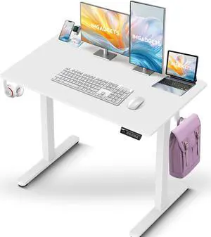 IMGadgets Standing Electric Adjustable Desk | Large Workspace with 2 hooks | Ergonomic Sit-Stand Desk | 3-Memory Settings | Scratch-Resistant & Waterproof | Quiet Operation <55dB