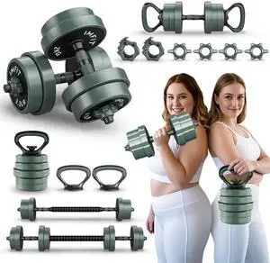IMFIT AIO Weight Adjustable Dumbbells 1.65 to 30lbs | Barbell, Kettlebell for Full-Body Workout | Adjustable Weight set for Home Gym Fitness