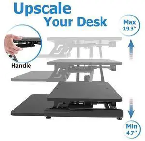 Adjustable Sit-Stand Desk Riser | 35" Wide Surface | 35 lbs Capacity | Ergonomic Height Range (4.3"19.3") | Removable Keyboard Tray | Non-Slip Base | Minimal Assembly | Wood & Metal Construction
