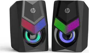 HP - 2.0 Stereo Computer Speakers with Backlight, 3.5 mm Jack, Black