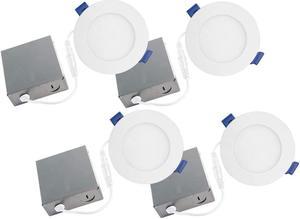 BAZZ SLDSKB4W4 Slim Disk 4 ¼ in. Matte White Integrated LED Recessed Fixture Kit (4-Pack)