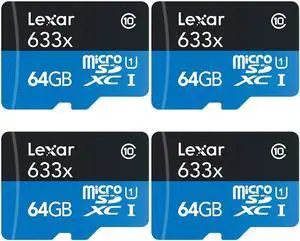 Lexar High-Performance 633x microSDHC/microSDXC UHS-I 64gb Memory Card 4 Pack