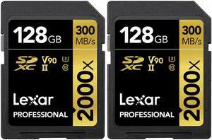 Lexar Pro 2000x SD UHS-II 128GB Memory Card 2 Pack Lexar Pro 2000x SD UHS-II 128GB Memory Card 2 Pack