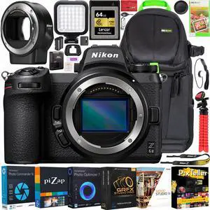 Nikon Z6II Mirrorless Camera Body Full Frame + FTZ Lens Mount Adapter Kit Pro Bundle Nikon Z6II Mirrorless Camera Body Full Frame + FTZ Lens Mount Adapter Kit Pro Bundle