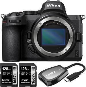 Nikon Z5 Full Frame 243 MP CMOS Mirrorless Camera Body  2x 128GB Card  Card Reader