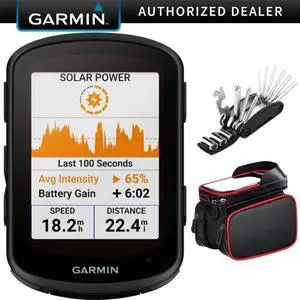 Garmin 010-02695-20 Edge 840 Solar, Compact GPS Cycling Computer +Deco Accessory Bundle
