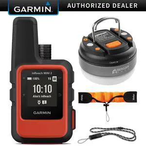 Garmin inReach Mini 2 Portable Satellite GPS Navigator (Flame Red) w/ Accessory Bundle
