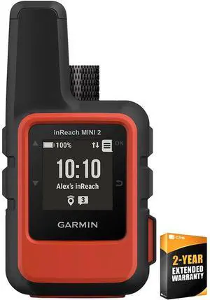 Garmin inReach Mini 2 Portable Satellite GPS Navigator (Flame Red) w/ Warranty Bundle