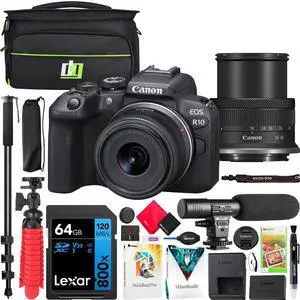 Canon EOS R10 Mirrorless Camera with RF-S 18-45mm F4.5-6.3 IS STM Lens Kit Pro Bundle