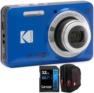 Kodak PIXPRO FZ55 Digital Camera Blue +Lexar 32GB Memory Card + Bag Camera Case