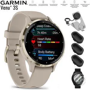 Garmin Venu 3S GPS Smartwatch Gold with Gray Case 41mm with Charging Dock Bundle Garmin Venu 3S GPS Smartwatch Gold with Gray Case 41mm with Charging Dock Bundle