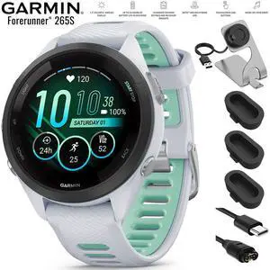 Garmin Forerunner 265S GPS Smartwatch Whitestone/Neo with Charging Dock Bundle Garmin Forerunner 265S GPS Smartwatch Whitestone/Neo with Charging Dock Bundle