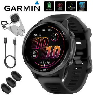 Garmin Forerunner 570 47mm GPS Smartwatch, Aluminum & Black Band + Accessories Bundle Garmin Forerunner 570 47mm GPS Smartwatch, Aluminum & Black Band + Accessories Bundle