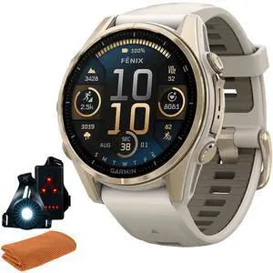 Garmin 010-02903-10 Fenix 8 43 mm, AMOLED, Sapphire, Soft Gold + Accessories Bundle