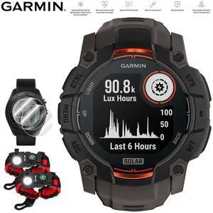 Garmin Instinct 3 50 mm GPS Smartwatch SOLAR Black with Accessories Bundle