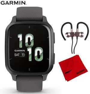 Garmin Venu Sq 2 GPS Smartwatch Slate Bezel + Wireless Earbuds & Cleaning Cloth Garmin Venu Sq 2 GPS Smartwatch Slate Bezel + Wireless Earbuds & Cleaning Cloth