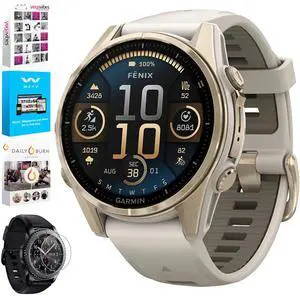 Garmin 010-02903-10 Fenix 8 43 mm, AMOLED, Sapphire, Soft Gold + Fitness Bundle