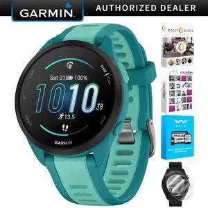 Garmin Forerunner 165 Music Smart Sport Watch, Turquoise + Aqua w/ Fitness Bundle