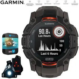 Garmin Instinct 3 50 mm GPS Smartwatch Solar with Light + 2 Yr Warranty Bundle