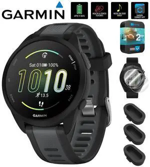 Garmin Forerunner 165 Music Smart Sport Watch, Black +Slate Gray + 2 Yr Warranty Bundle