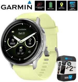 Garmin Venu 4 45 mm GPS Smartwatch, Silver w/ Citron Silicone band +2YR Warranty Bundle