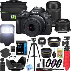 Canon EOS R100 Mirrorless Camera with 2 Lens Kit 18-45mm & 55-210mm Premier Bundle