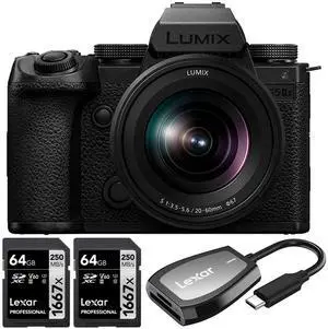 Panasonic Lumix S5IIX Mirrorless Camera +20-60mm Lens + 2x 64GB Card & Reader Bundle