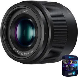 Panasonic Lumix G 25mm f/1.7 ASPH. Lens (Black) H-H025K + 7 Year Protection Pack