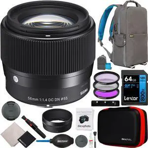 Sigma 56mm F1.4 DC DN Contemporary Lens Kit for Sony E-Mount Mirrorless Cameras Bundle