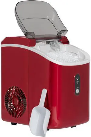 Deco Chef 33LB Nugget Ice Maker, 1-Press Auto Operation, Self-Cleaning, Red Stainless