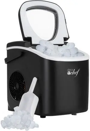 Deco Chef Compact Countertop Ice Maker 26LBs in 24HRs, 9 Ice Cubes in 6 Minutes, Black