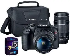 Canon EOS Rebel T7 DSLR with EF18-55mm + EF 75-300mm Zoom Kit + 3 Year Warranty