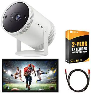 Samsung The Freestyle Projector (SP-LSP3BLAXZA) Bundle with 2 YR Warranty and Screen