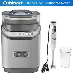 Cuisinart ICE-70 Electronic Ice Cream Maker, Brushed Chrome + Smart Stick Hand Blender