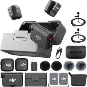 DJI Mic Mini (2 TX + 1 RX + Charging Case), Ultralight with Accessory Bundle