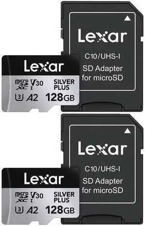 Lexar 128GB Professional Silver Plus microSDXC Card 2 Pack
