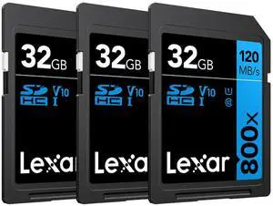 Lexar 32GB High-Performance 800x UHS-I SDHC Memory Card BLUE Series - (3-Pack)
