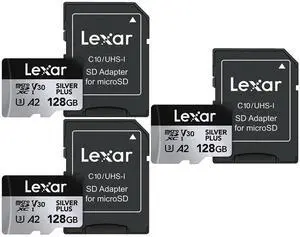 Lexar 128GB Professional Silver Plus microSDXC Card 3 Pack