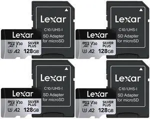 Lexar 128GB Professional Silver Plus microSDXC Card 4 Pack