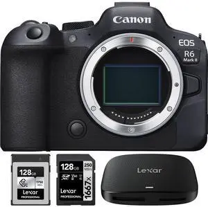 Canon EOS R6 Mark II Camera Body + 128GB CFexpress Card + 128GB Card + Card Reader